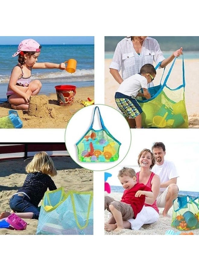 ChicAbode 2 Pcs Mesh Beach Bag Set, Oversized Portable Tote Bag with Small Pouch, Durable Foldable Storage Bag for Beach Towels Toys Picnic and Daily Outdoor Use - Image 5